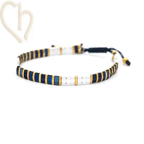 Kit Bracelet Avec Miyuki Quart Demi Tila En Macram Fermoir Gold Azuro