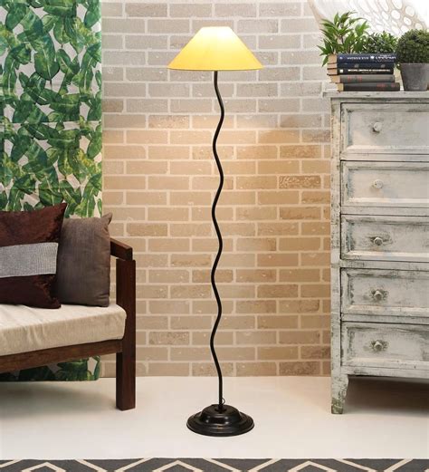 Buy Yellow Fabric Shade Floor Lamp With Black Base By Tu Casa Online