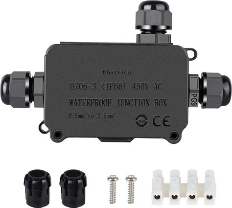 Coolwest Ip66 Waterproof Outdoor 3 Cable Pg9 Black Plastic Connector Gland Electrical Junction