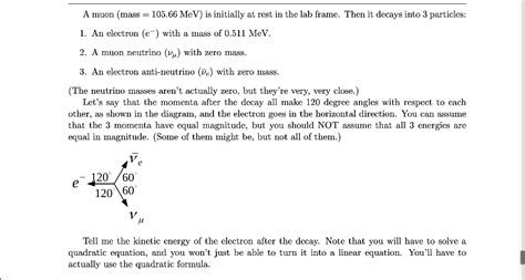 Solved A Muon Mass 105 66 MeV Is Initially At Rest In Chegg