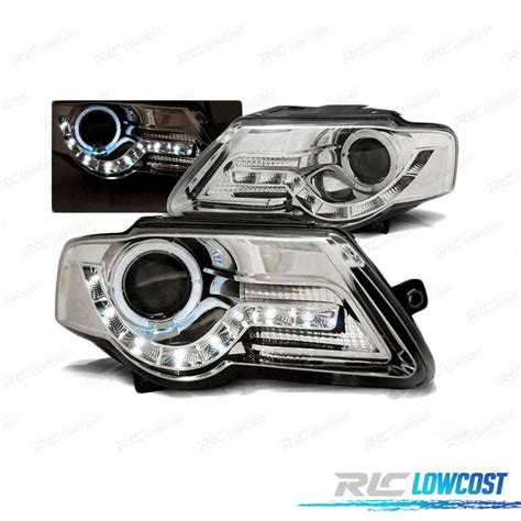 Faros Para Volkswagen Vw Passat B C Luz Diurna Ojos Angel Cromados