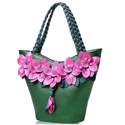 Patent Leather Women Handbag Women Shoulder Bags Classy Flower Women