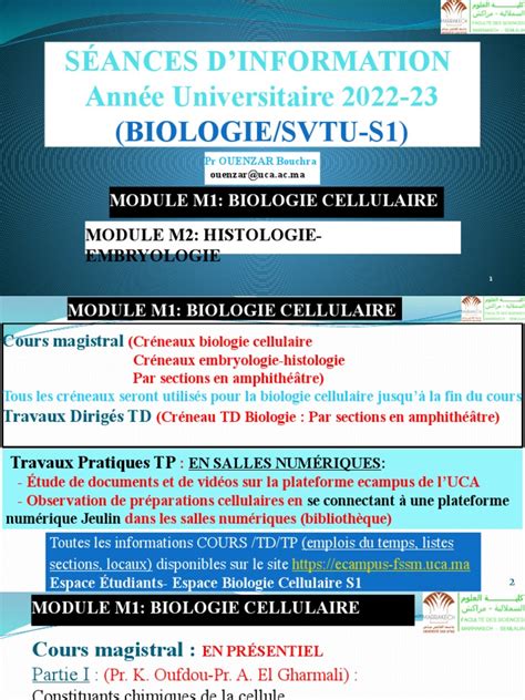 Infos Module De Biologie Cellulaire 2022 23 Pdf Cellule Biologie