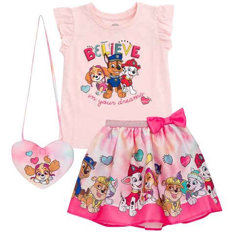 Paw Patrol Skye Chase Marshall Tank Top Skirt And Bag 3 Piece Outfit