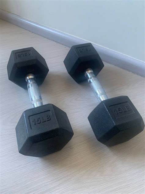 Rubberized Hexagon Dumbbell Lbs With Metal Handle On Carousell