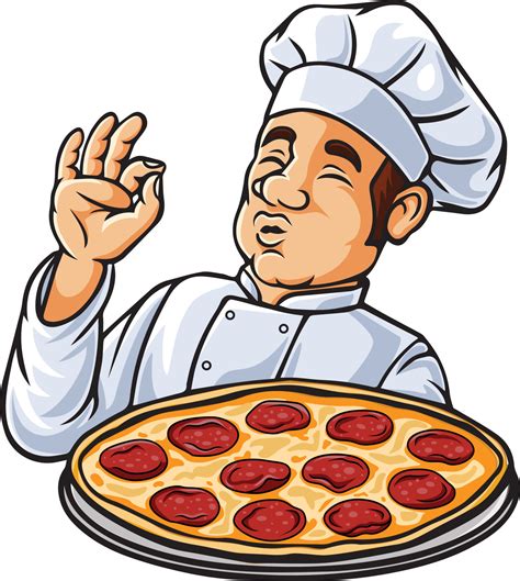 Pizza Chefe De Cozinha Homem Desenho Animado Personagem 20003555 Vetor