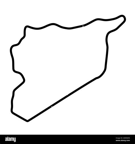 Syria Country Simplified Map Thick Black Outline Contour Simple