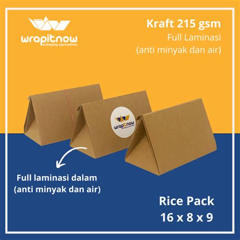 Jual Rice Pack X X Bungkus Nasi Kraft Kertas Nasi Laminasi Tebal