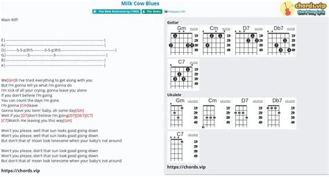 Chord: Milk Cow Blues - The Kinks - tab, song lyric, sheet, guitar ...