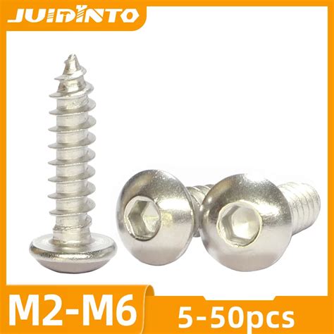 JUIDINTO Hex Socket Button Head Self Tapping Screw M2 M2 6 M3 M4 M5 M6