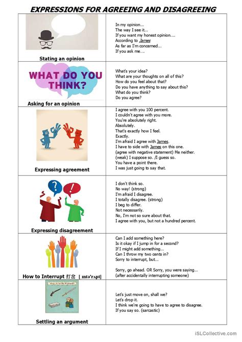 Expressions For Agreeing An English Esl Worksheets Pdf Doc