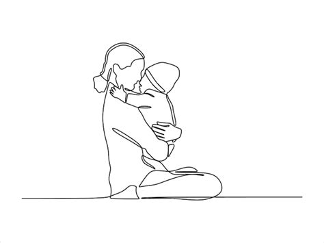 Premium Vector Continuous Line Drawing Of Happy Smiling Mother