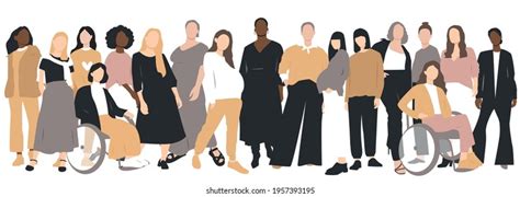 Women Different Ethnicities Stand Side By Stock Vector Royalty Free