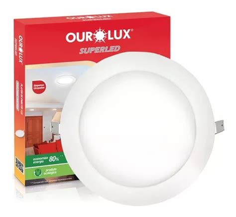 Kit 6 Luminárias Plafon Embutir Redondo 18w 2700k Ourolux Frete grátis