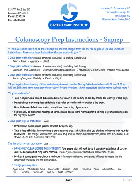 Fillable Online Colonoscopy Prep Instructions Suprep Fax Email Print