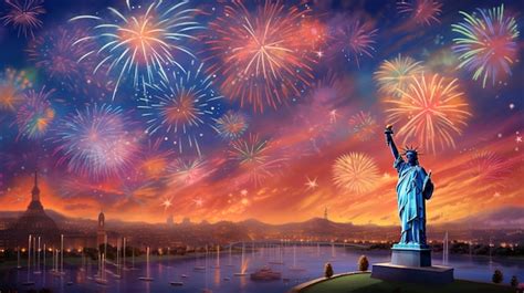 Premium Ai Image Statue Of Liberty Independence Day 4th Of July Usa Flag