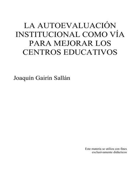 Autoevaluacion Institucional Gairin Pdf