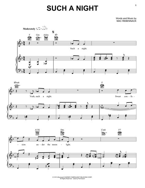 Dr. John 'Such A Night' Sheet Music, Chords & Lyrics | Download Printable Jazz PDF Score 410170