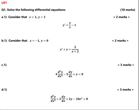 Solved Q1 Solve The Following Differential Equations 10