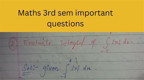 Rd Sem Maths Important Questions Sem Maths Youtube