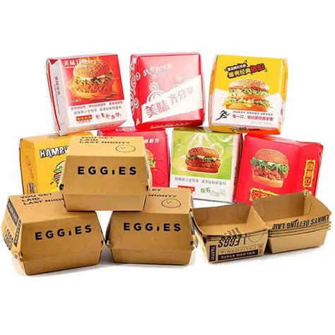 Food Grade Takeaway Cardboard Fast Food Burger Hamburger Packaging Box