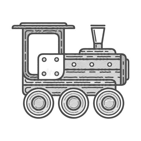 Retro Steam Locomotive Hand Drawn Moving Train Vector Illustration