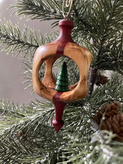 Hand Turned Wooden Inside Out Christmas Ornament Etsy