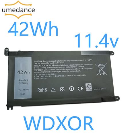 Batería de 42Wh WDXOR 11 4 V para Dell Inspiron 14 15 17 Series 5368