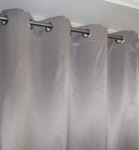 Lushomes Polyester Grey Satin Plain Window Curtain With Metal Eyelets