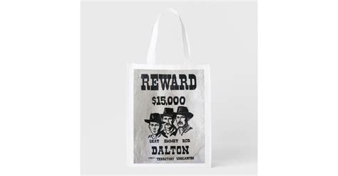 The Dalton Gang Wanted Poster Grocery Bag | Zazzle