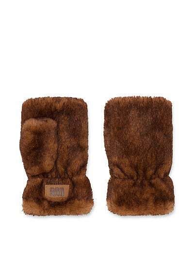 UGG Faux Fur Fingerless Glove Black Editorialist