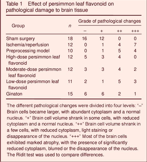 Table From Persimmon Leaf Flavonoid Induces Brain Ischemic Tolerance