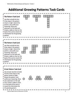 Here's a nice lesson plan and activities on growing patterns. Includes task cards.