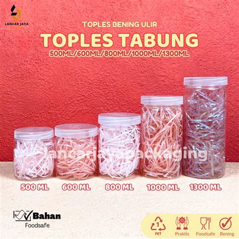 Jual Toples Tabung Jar Plastik Tutup Ulir Bening Bulat Silinder Tempat