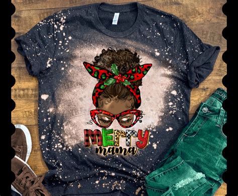 Merry Mama Afro Messy Bun Png Sublimation Design Afro Etsy