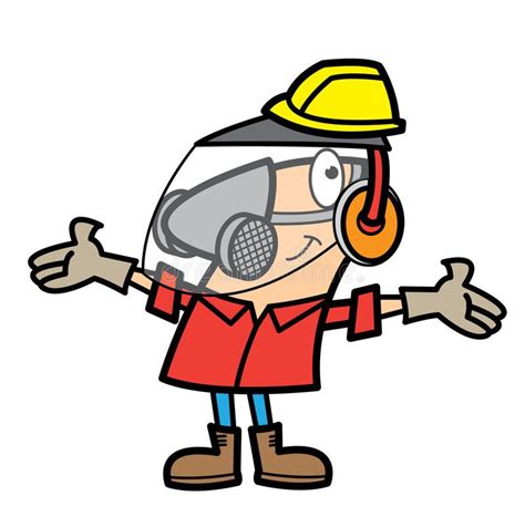 Cartoon man wearing safety equipment. Cartoon illustration of a man smiling and , #Aff, #wearing ...