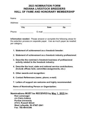 Fillable Online Ag Purdue Annual Honoree Nomination Form Fax Email