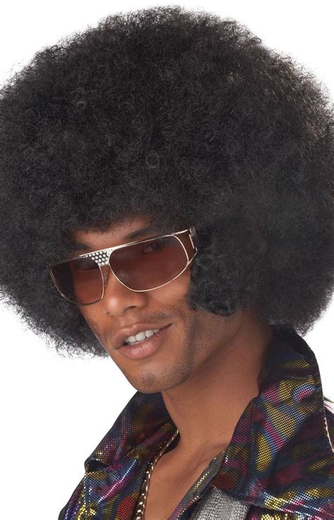 Adult Mens Black Wig With Sideburns Black Frizzy Mens Afro Wig