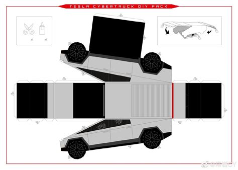 Tesla Cybertruck Diy Stencil Car Papercraft Paper Model Car Paper Models