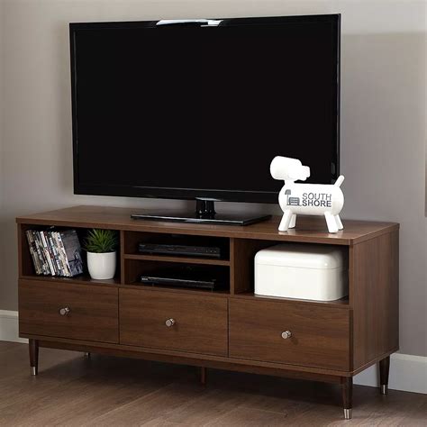 South Shore Olly TV Stand with Drawers for TVs up to 60'', Brown Walnut ...