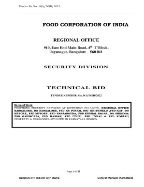 Fillable Online Fci Gov FOOD CORPORATION OF INDIA REGIONAL OFFICE