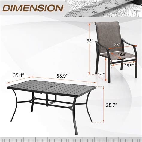 Sophia And William 7 Pieces Outdoor Patio Dining Set With 6pcs Textilene