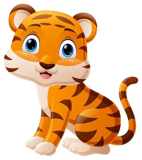 Premium Vector Cute Baby Tiger Cartoon Posing