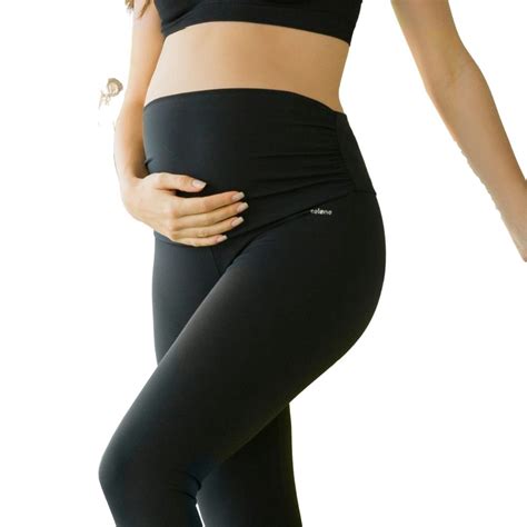 Cal A Legging Gestante Lycra Preta Cos Alto Selene Submarino