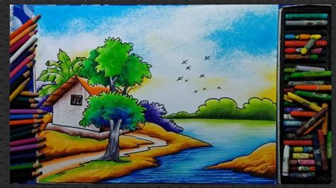 Beautiful Scenery Drawing With Oil Pastel Step By Step Beautiful