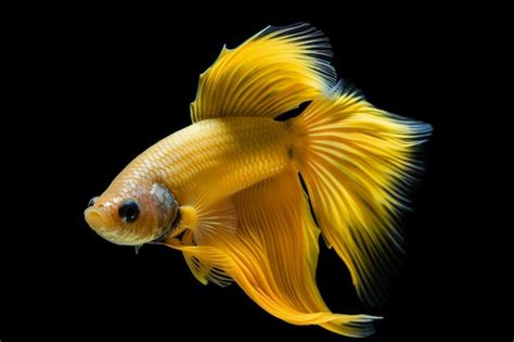 premium photo yellow betta fish  copy space