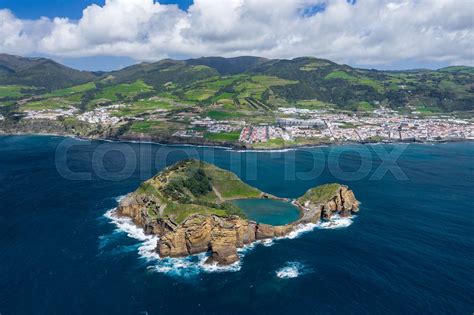 Aerial View Of Islet Of Vila Franca Do Campo Sao Miguel Island Azores