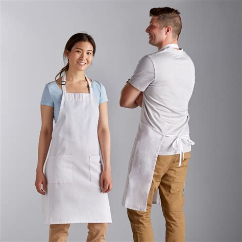 Choice White Customizable Poly Cotton Adjustable Bib Apron With 2