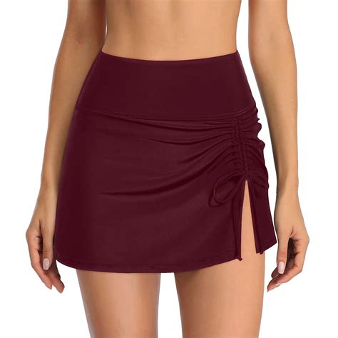 Women Swim Skirt Tummy Control Swimsuit Skirt With Built In Shorts High