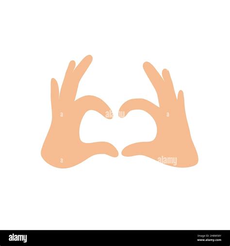 Hand Heart Gesture Imitation Love Sign With Two Hands Vector Flat